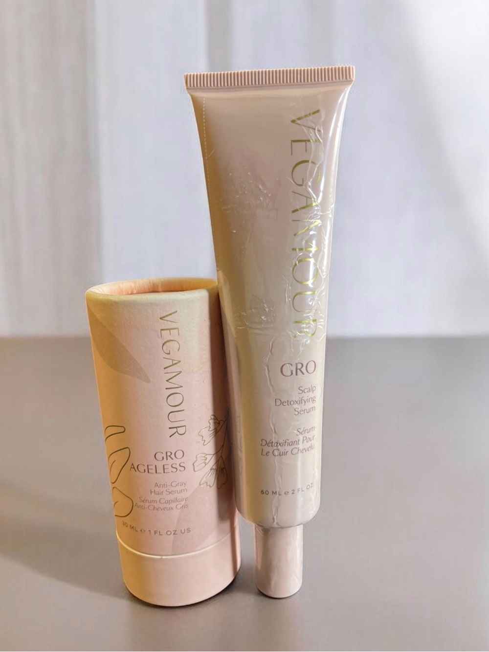 Vegamour GRO Hair Serum 2-Piece Bundle Ageless Anti-Gray + Scalp Detox SEALED